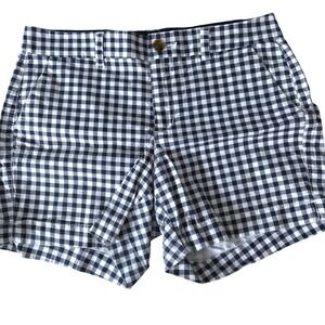 Old Navy Womens‎ Shorts Size 6 Gingham Check Blue White Mid Rise Everyday Casual
